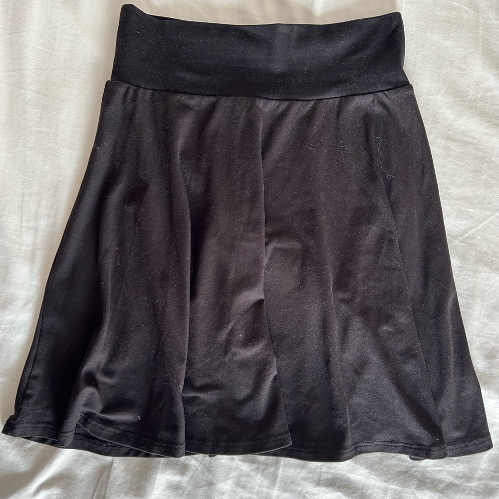 Soft black mini circle skirt
